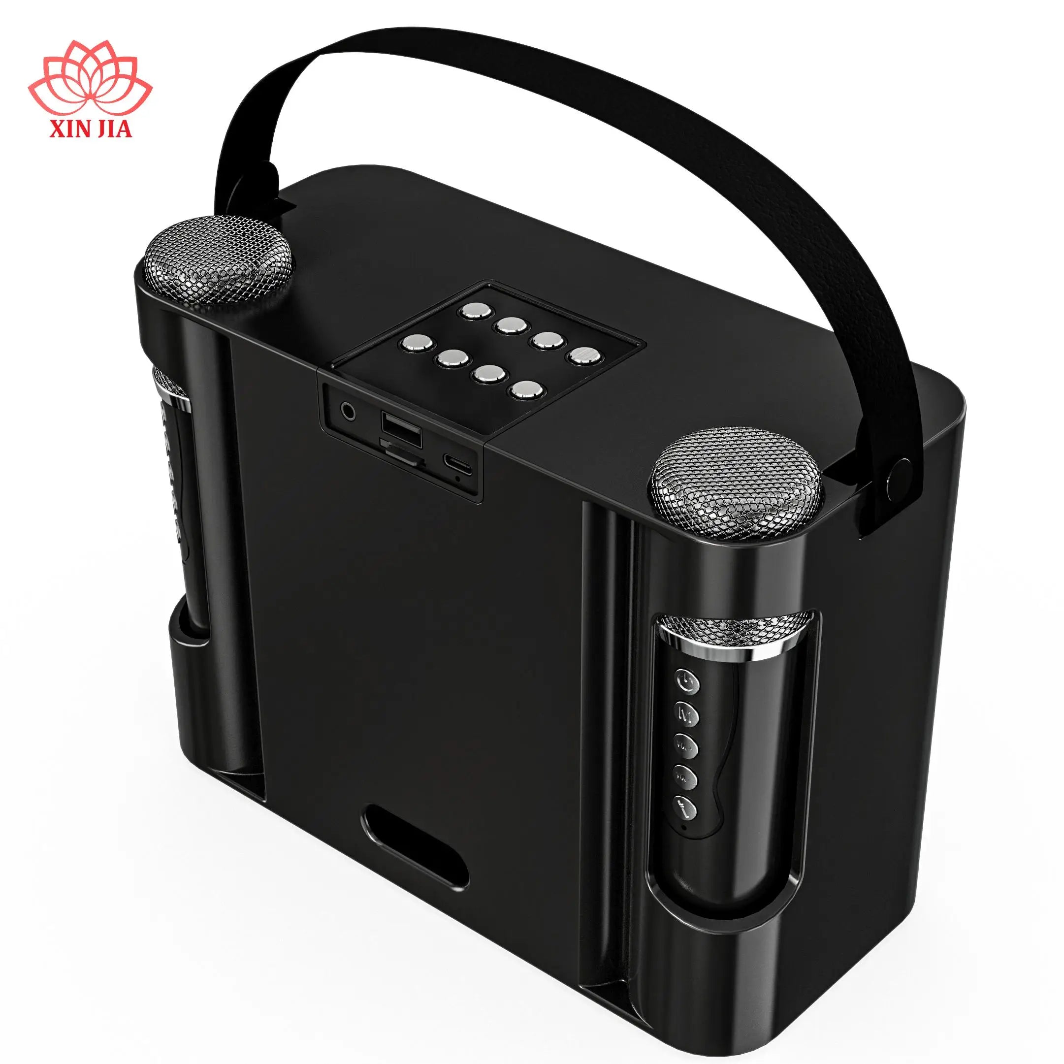 YS219 Portable Karaoke Machine for Bluetooth 2 Wireless Microphones HD Sound PA System RGB Amplifier Handle for Home Theatre