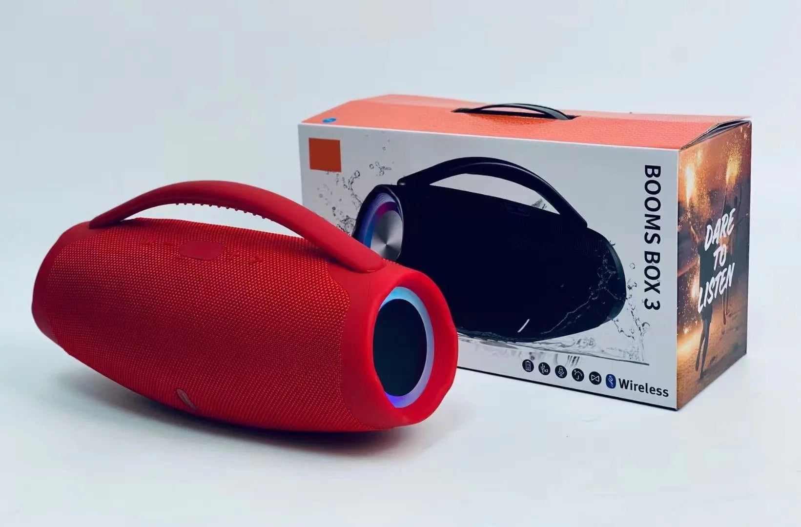 LED Super Boombox3 Wireless Speaker Portable Lighting Speakers Outdoor Waterproof With Handle for Home Gift Party Box FM Boombox