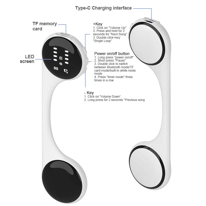 New Glasses Bone Conduction Speaker Bluetooth Sound Sleep Aid Device with 10 White Noise Music Tracks