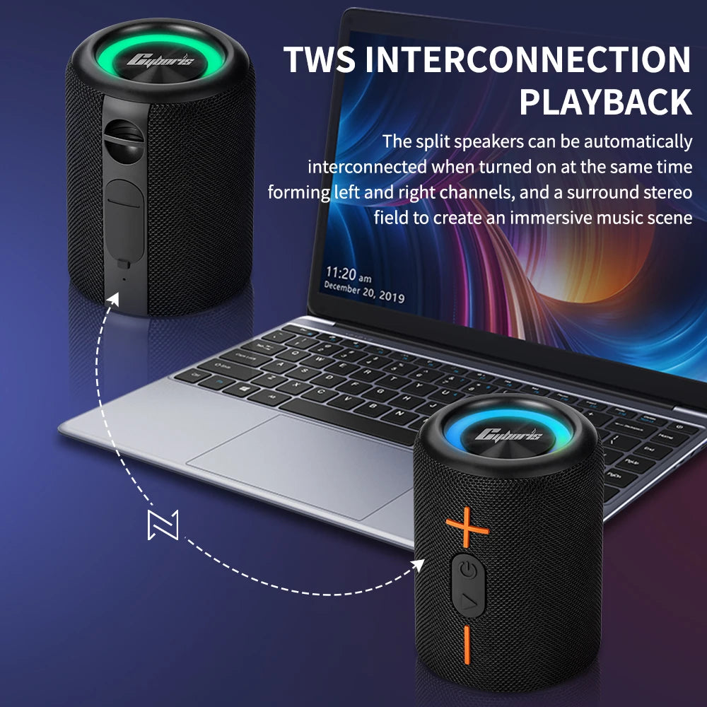 CYB S10 2-in-1 Wireless Audio Box Deep Bass with Dynamic Multi-Color Lights Detachable Units for Stereo Separation