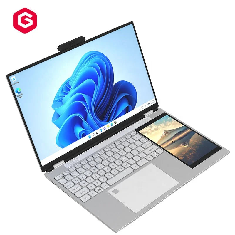 Customized Keyboard AZERTY Dual Screen Laptop Win 11 15.6" + 7inch Touch Screen Computer Student 11th Laptop for Business