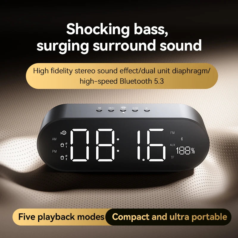 RGB LED Digital Alarm Clock with for Bluetooth Speaker FM Radio USB Charger Best Gift Choice-Plastic Cabinet