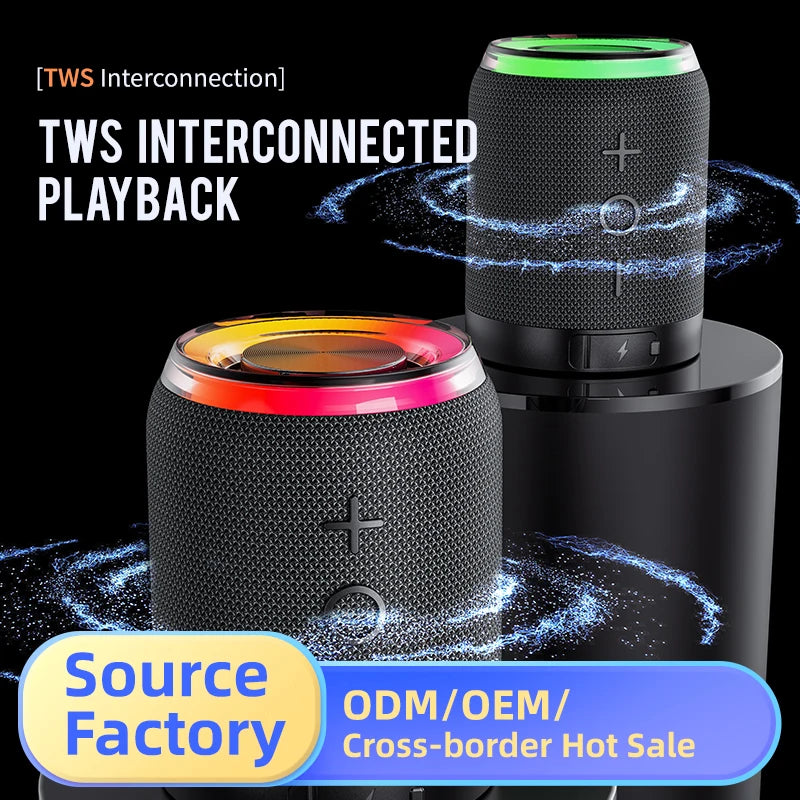 High-Quality New Split-Type Speakers 2 Main Units with 5W*2 BT5.4 BT369 RGB LED Light Rechargeable Battery for Outdoor/Indoor