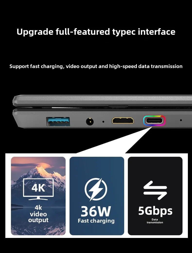 2025 Hot Selling Brand New TouchYoga Professional Portable Gaming Laptop 2-in-1 14+14 Dual Touch Screens Intel Metal English