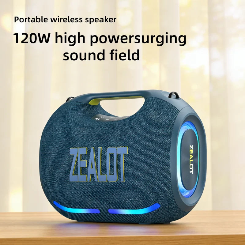 Top-selling 120W Waterproof Wireless Speaker with RGB LED Lights Battery-Powered Portable for Karaoke Outdoor Party Use ZE01