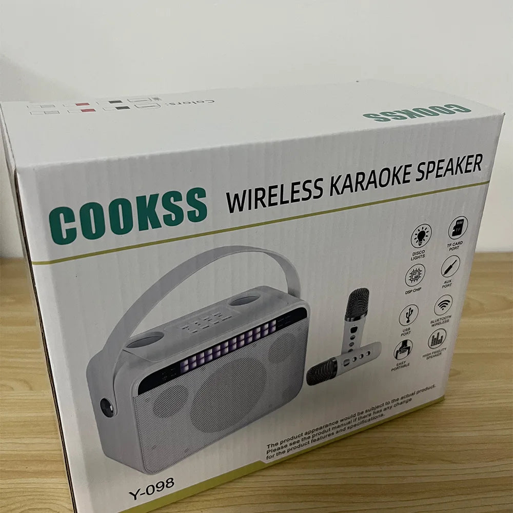 Wireless Bluetooth Microphone with Remote Control Portable Handheld Speaker Karaoke Machine Style for Kids Colorful LED Light