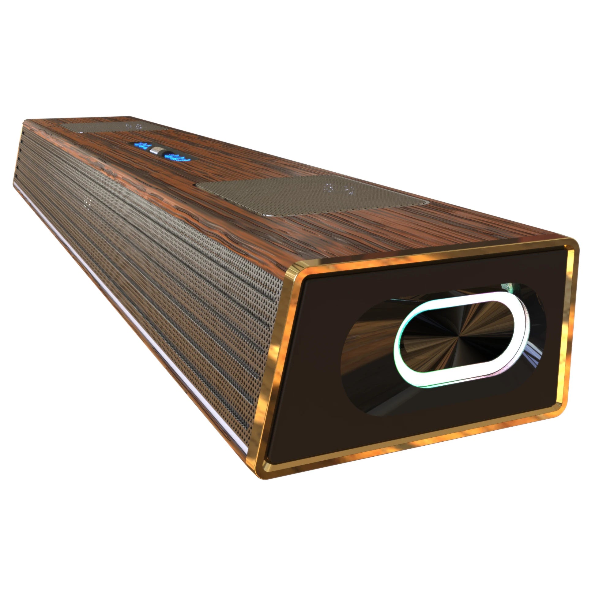 2.1CH for Bluetooth Home Karaoke Theater System Family-friendly with Built-in Subwoofer & Wireless Wood & Plastic Microphone