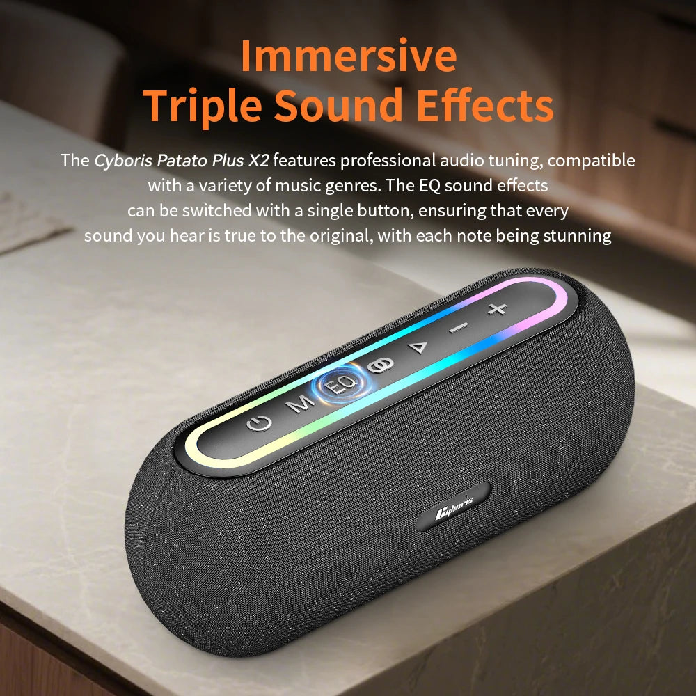 X2 60W Bluetooth 5.3 Speaker Wireless Portable Subwoofer Outdoor Waterproof Loudspeakers 3D Stereo Surround Support AUX/ TF