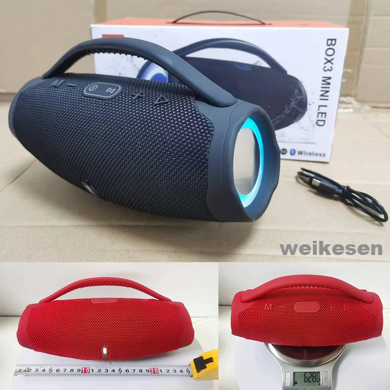 Mini Boombox3  LED Speaker 10W Bass With Handle Portable Wireless Music Player Waterproof Column Outdoor Party Box Gift