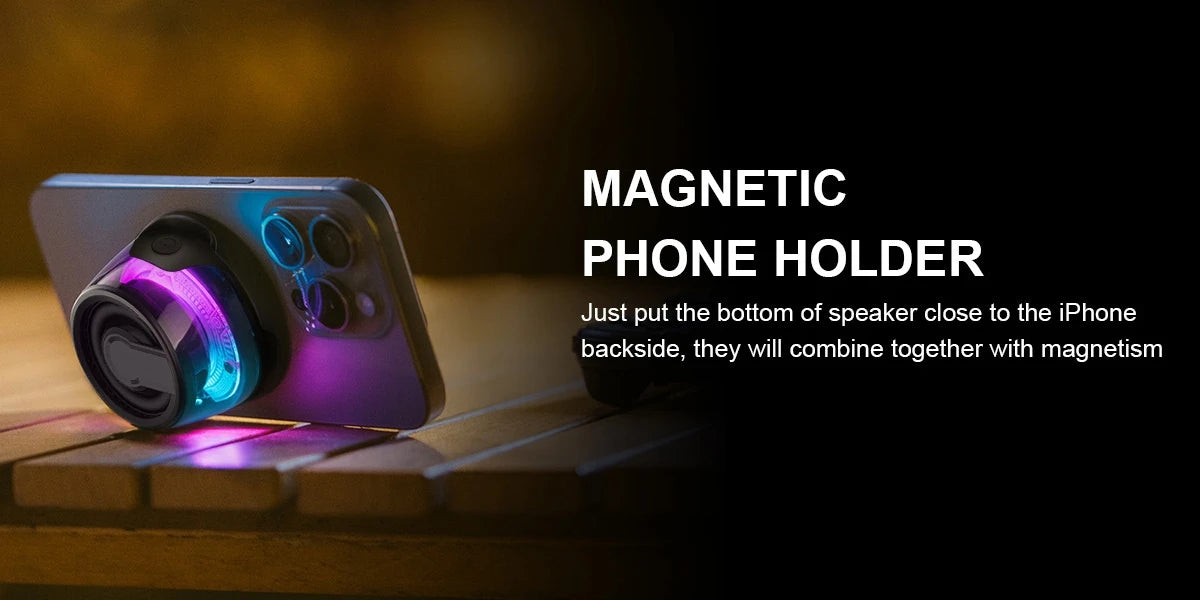 Magnetic Portable Speaker BW200 Mini Sound Box BT5.3 RGB Lighting Phone Holder True Wireless Speakers