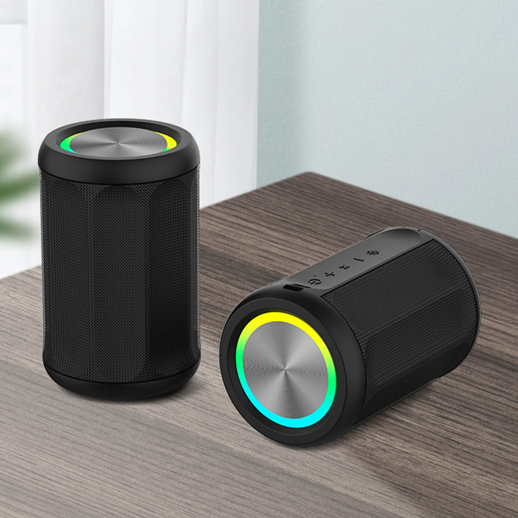 Portable for Bluetooth 5.4 Speaker with RGB LED Lights Waterproof Loud Sound Deep Bass Wireless Stereo Pairing Metal Plastic