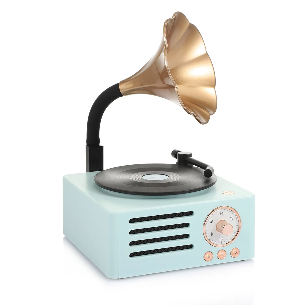 Bluetooth Stereo Sound AUX Loudspeaker Classic Music Player Retro Vinyl Record Player Wireless Speaker