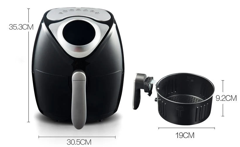 1500W 5.5L Stainless Steel Multifunctional Air Fryer Electric Kitchen Appliance with Thermostat Control Nonstick Without Oil