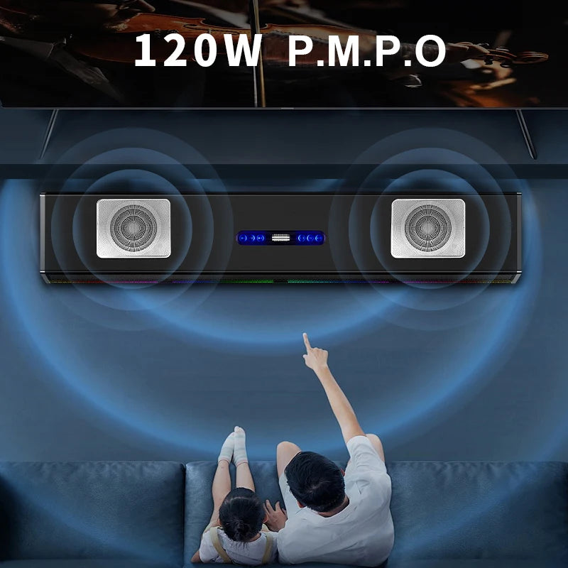 2.1CH Bluetooth Home Theater System With Built-in Subwoofer & Wireless Microphone for Family Karaoke