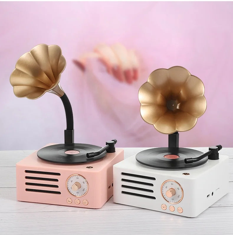 Bluetooth Stereo Sound AUX Loudspeaker Classic Music Player Retro Vinyl Record Player Wireless Speaker