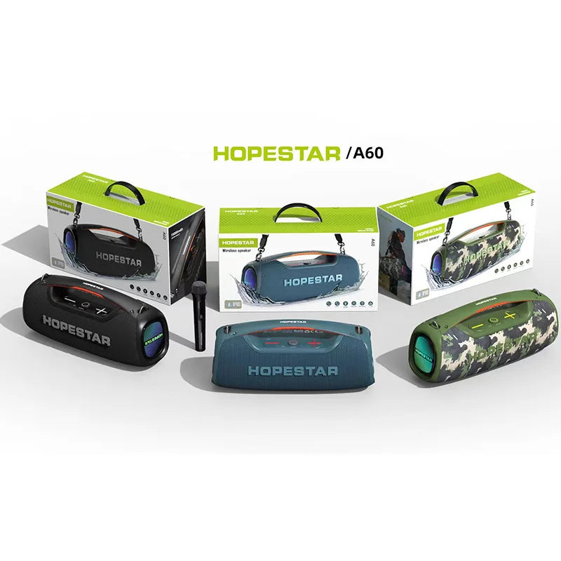 HopeSTAR A60 100W Portable Bluetooth Speaker with Subwoofer Karaoke Microphone for Home Outdoor Party High Quality Loud Player