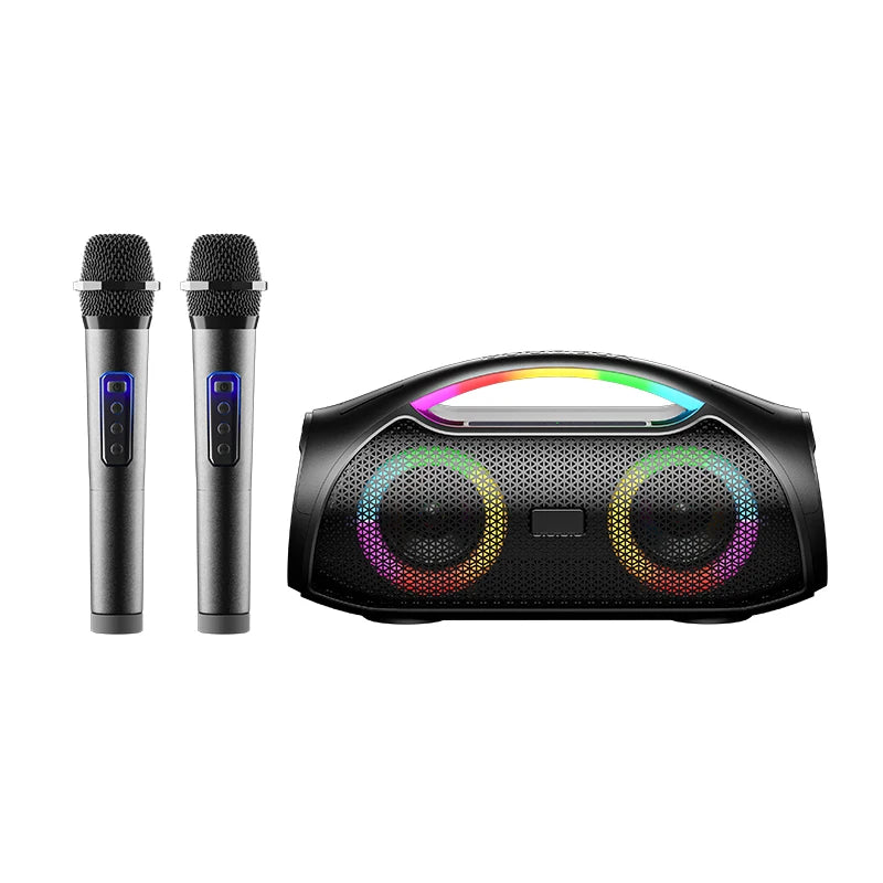 80W Peak Portable Wireless Speaker Karaoke Machine with 2 Microphones Waterproof Loud Stereo Portable Deep Bass RGB for Outdoor