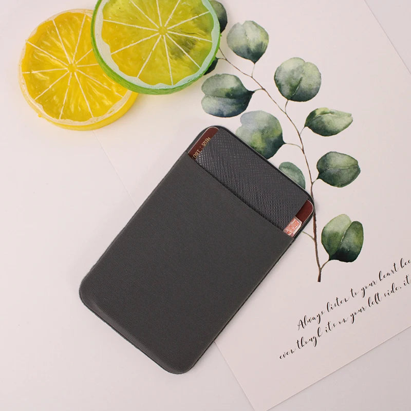 Fashion Leather Card Holder Elastic Solid Adhesive Sticker for Cell Phones Pocket Wallet Case with Convenient Cell Phone Pocket
