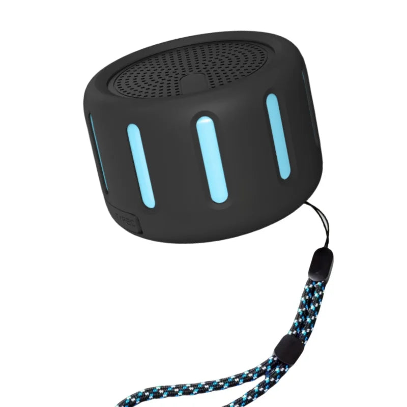 Low MOQ Silicone Superior Quality Mini Portable Waterproof RGB LED Hang Ring Loop Travel Set  V5.3 NFC BT Speakers