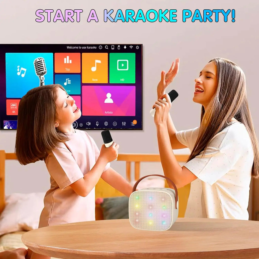 Portable for Bluetooth Karaoke Machine for Kids Adults Two Wireless Microphones with RGB LED Lighting Low Price Stock Available