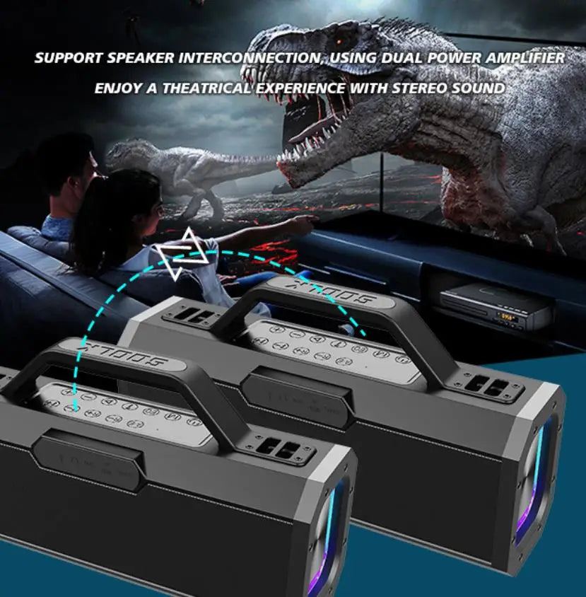 SODLK 150W Portable Wireless Speaker Loud Stereo System with Dual Microphones for Home Theatre Karaoke  Outdoor Party