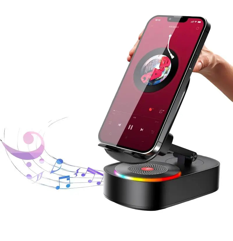 Portable HiFi Sound Quality for Bluetooth 5.3 Wireless Speaker RGB LED Lighting 5W Output Charging Function Phone Stand