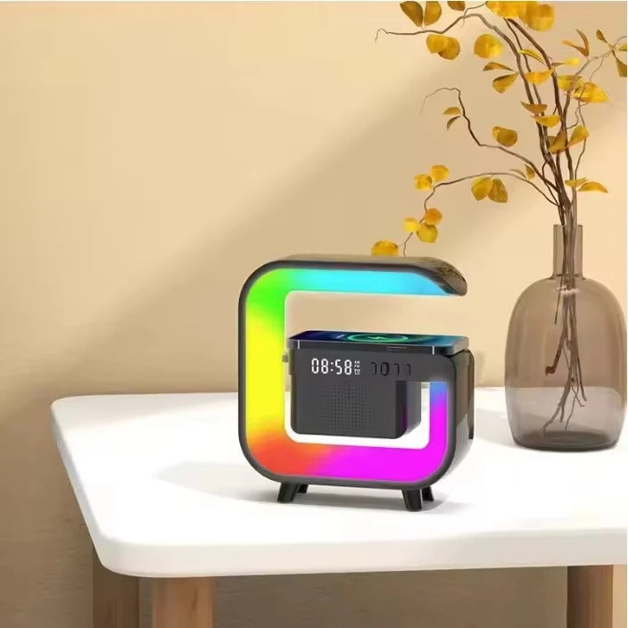 G3 Wireless Charging Bluetooth Speaker With Alarm Clock RGB LED Light 5W Subwoofer Multifunctional Desktop Audio Night Lamp