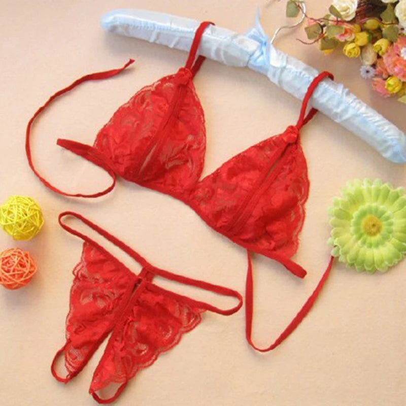 Women Lingerie Porno Lace Push Up Bra Set Seamless Underwear Set Cup AB Translucent Bandage Open Cup Bra And Porno Panty Set