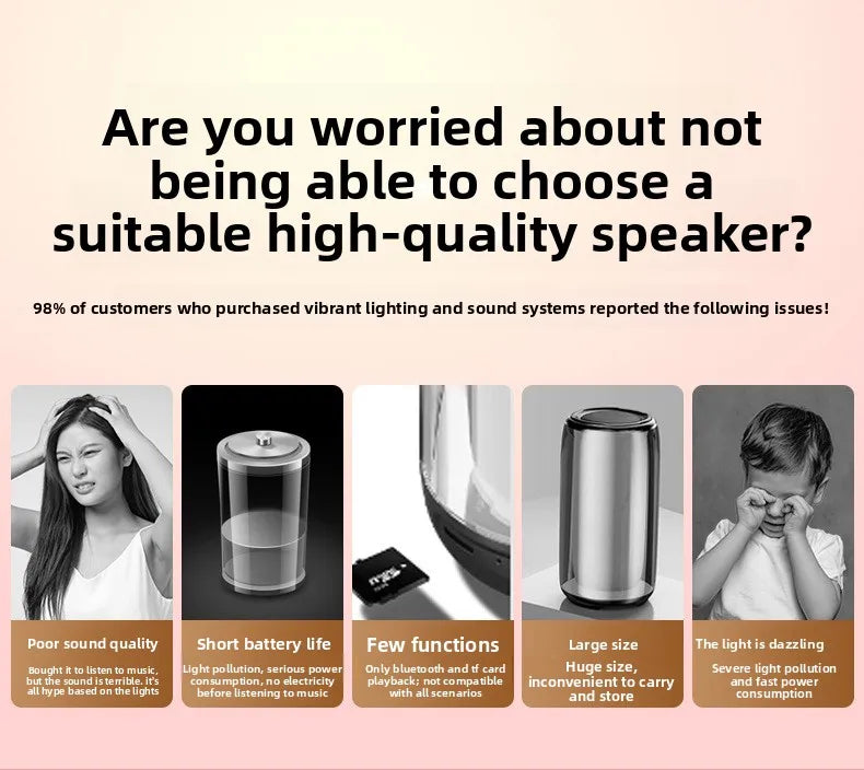 High Volume Long Battery Life Bluetooth Speaker Heavy Bass for Home Outdoor Use Easy Carry Wireless Speaker 10m Range