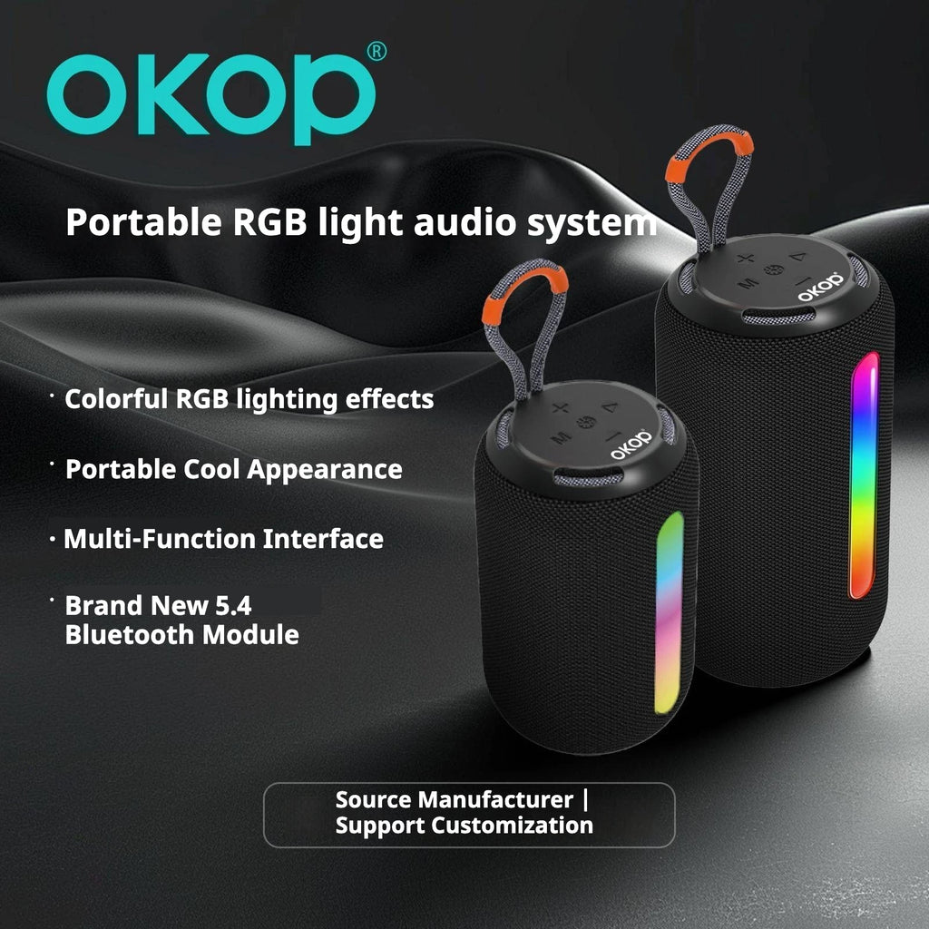 OKOP599/835 Wholesale Portable for V5.4 Speaker with RGB LED IPX-1 Waterproof 2000-3000mAh Battery-Outdoor Use