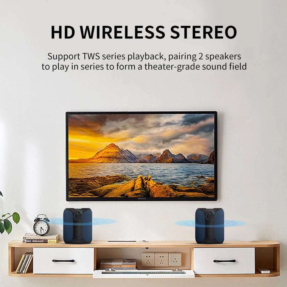 M5, Portable 40W Wireless Speaker BT5.3, Stereo, TWS Pairing,Deep Bass, LED, Call, Radio, IPX7 Waterproof, TF Card, USB, AUX