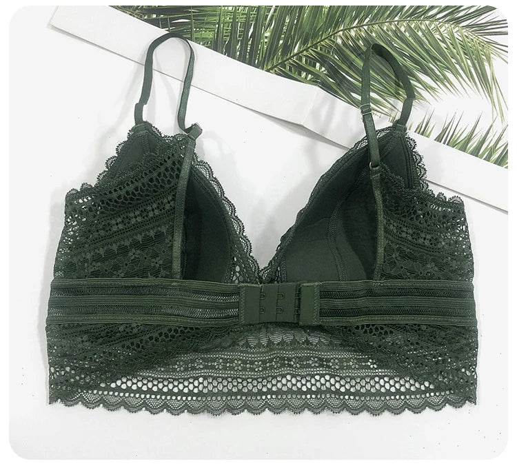 Women French Lace Bra Set Seamless Underwear Set Backless Vest Sexy Panties Elastic Ultrathin Bralette Female Lingerie Intimates
