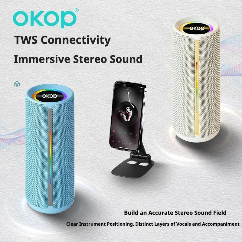 OKOP817 Wholesale IPX5 Waterproof Portable Wireless for V5.3 Speaker RGB LED Light Long Battery Life 10M Range Memory Card