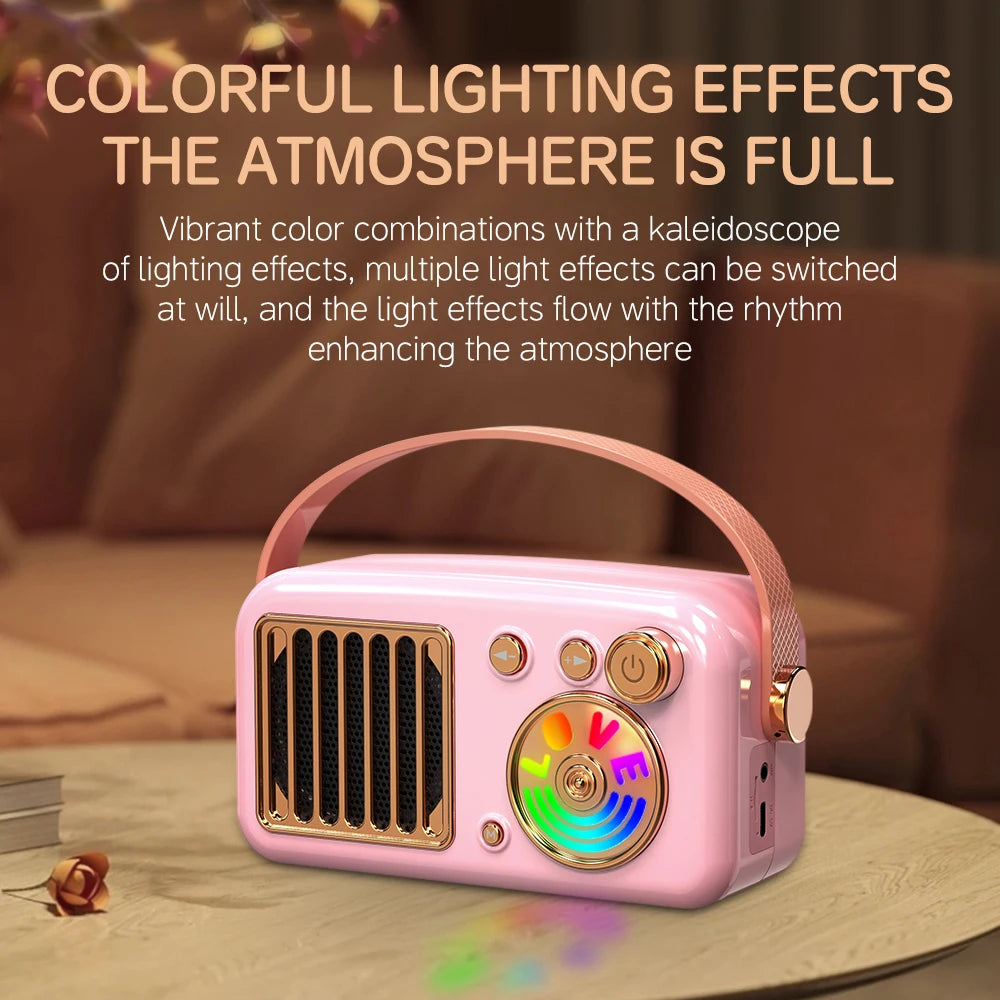 Portable 15W Wireless Speaker RGB LED Lighting Mini Karaoke Machine 2 Wireless Microphones Parties Kids Adults Birthday Gifts