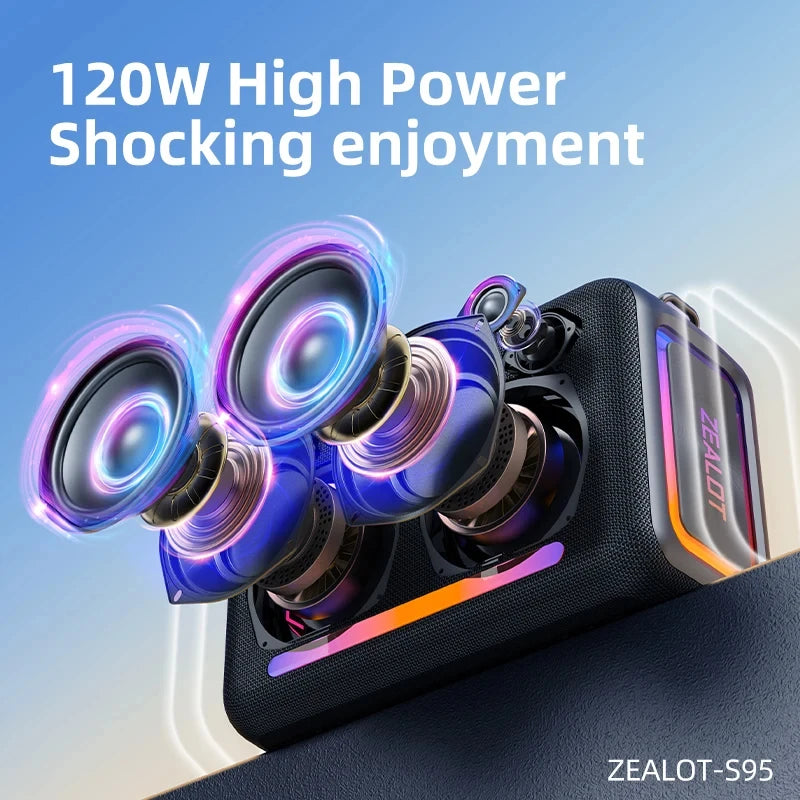 S95 160W Portable RGB Colorful Light Wireless Subwoofer for Mobile Phones High Power 24000mAh Waterproof Speaker
