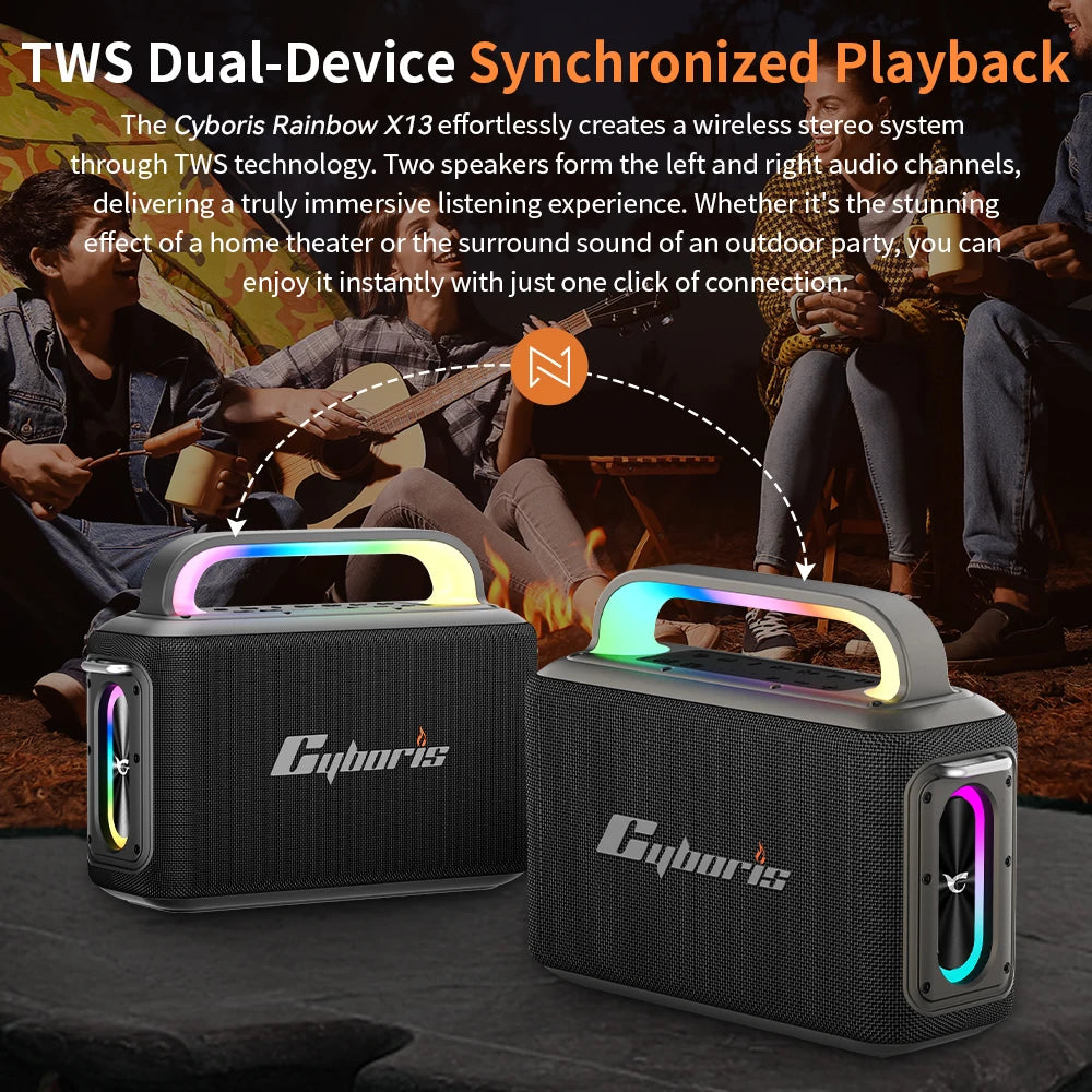 X13 Karaoke Machine with Two Microphones, 200W Portable Wireless Speaker with Microphone Karaoke PA System RGB LED TWS for Adult
