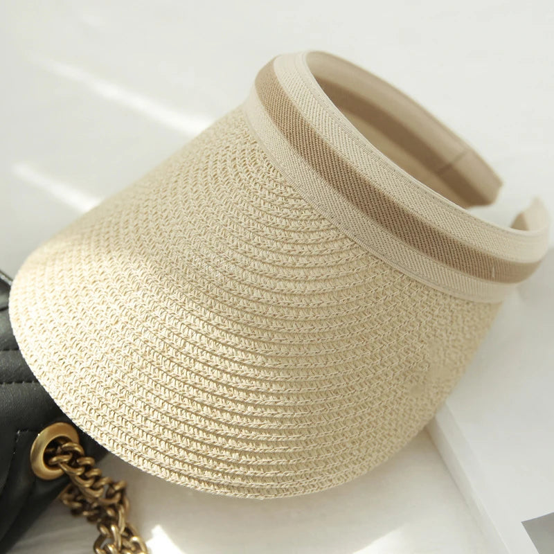 Summer Woman Sun Hats Anti-UV Female outdoor Visor Caps Hand Made Straw Cap Casual Shade Hat Empty Top Hat Beach cap