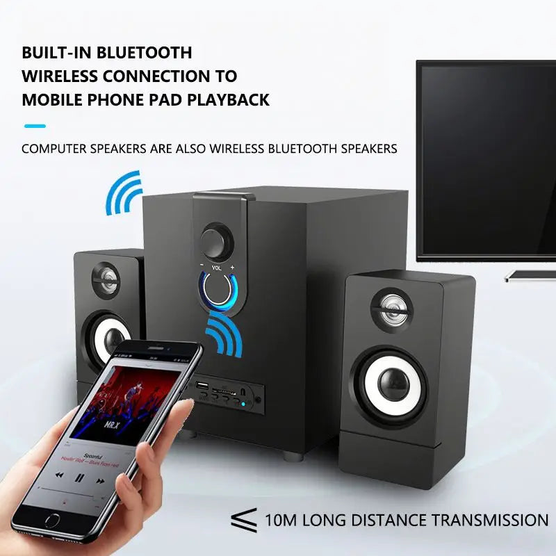 Tooth Subwoofer Blue Tooth Audio Card Usb Computer Desktop Computer Speakers 2.1 Wooden Multimedia Active Computer Speaker