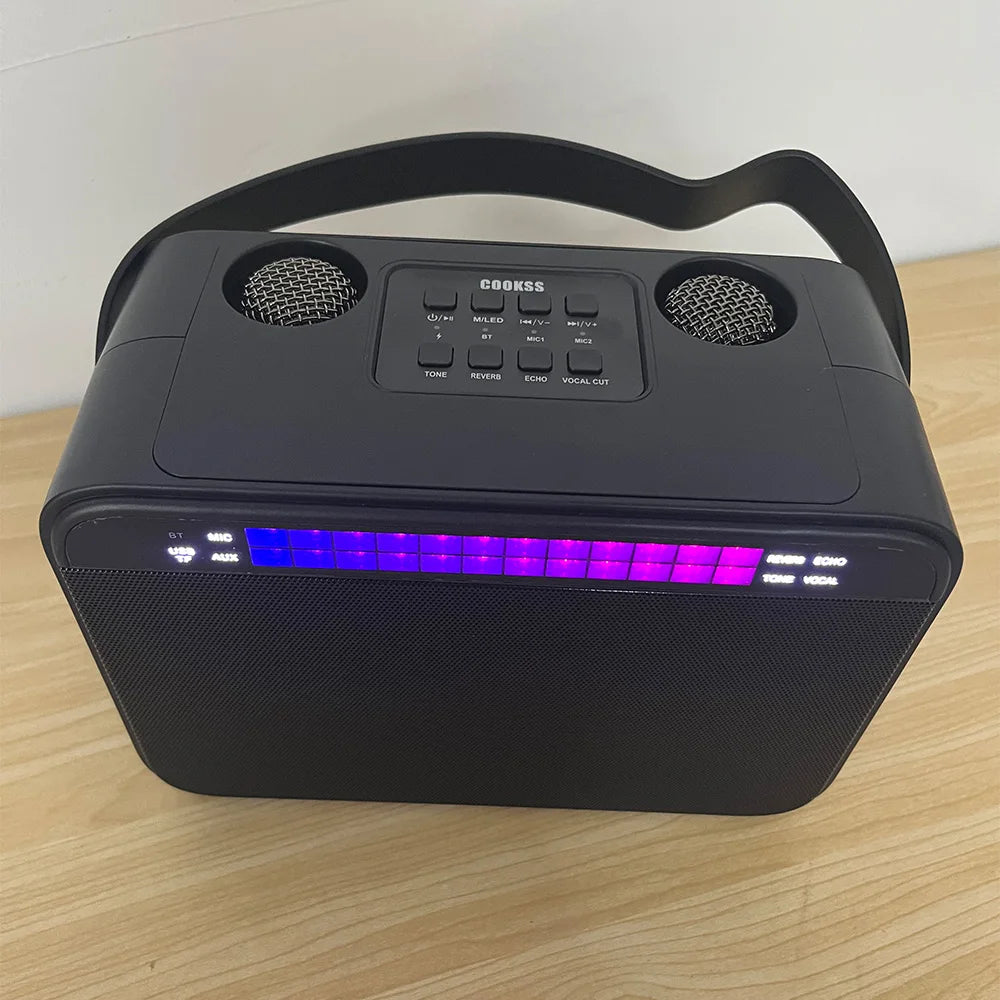 Wireless Bluetooth Microphone with Remote Control Portable Handheld Speaker Karaoke Machine Style for Kids Colorful LED Light