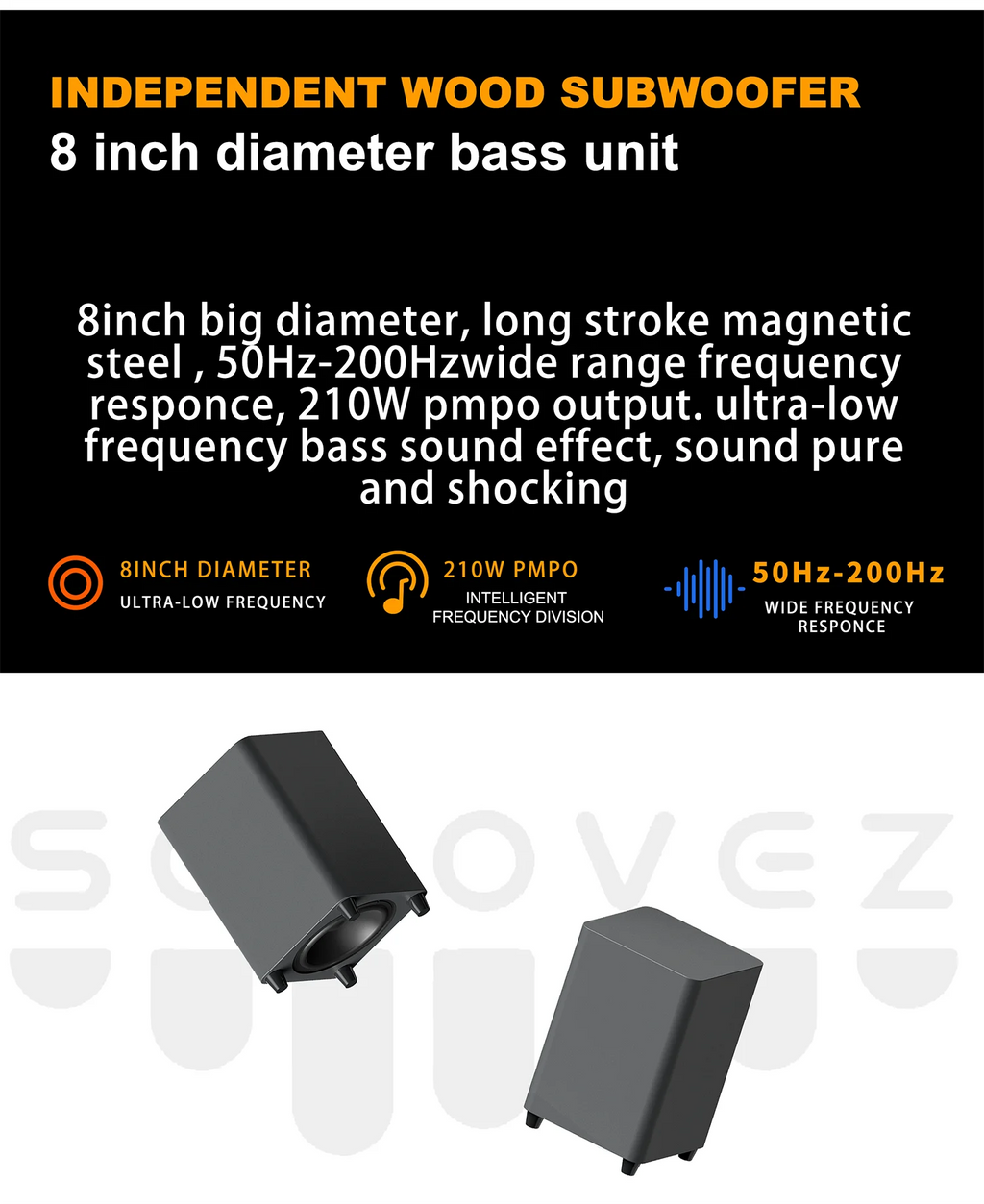 SOCOVEZ Manufacturer In-stock 2.1 CH for Bluetooth Soundbar with Built-In Subwoofer & Remote Control for TV Model G66B