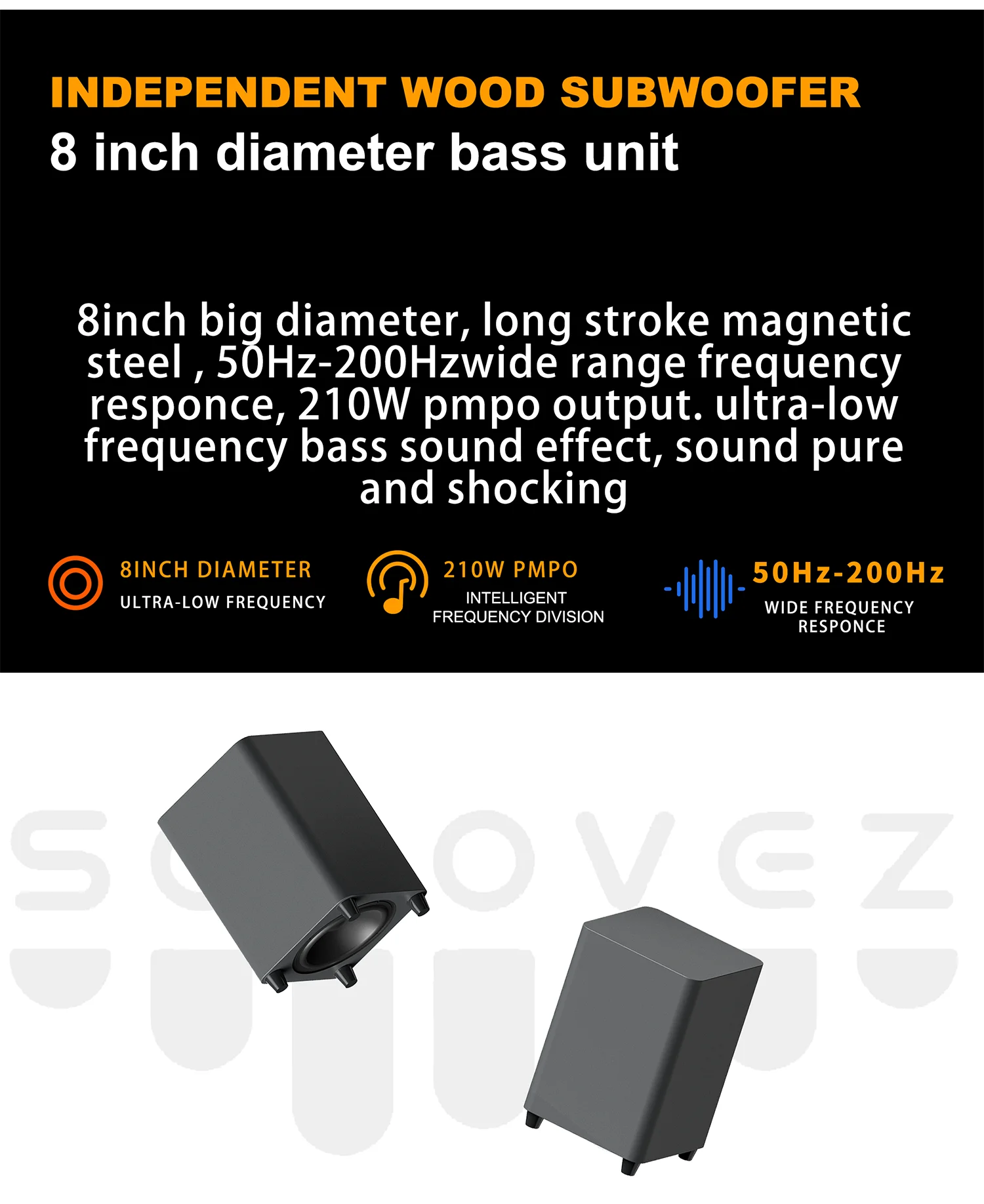 SOCOVEZ Manufacturer In-stock 2.1 CH for Bluetooth Soundbar with Built-In Subwoofer & Remote Control for TV Model G66B