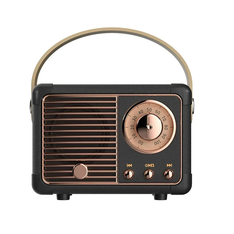 Creative Gift Mini Wireless Retro Speaker FM Radio USB Music Player Portable Classic BT Speaker with Handheld Desktop Decoration
