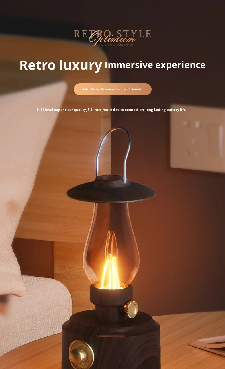 New Kerosene Lamp Retro Bluetooth 5.3 Speaker Outdoor Portable Flame Camping Atmosphere Light Table Small Night Light