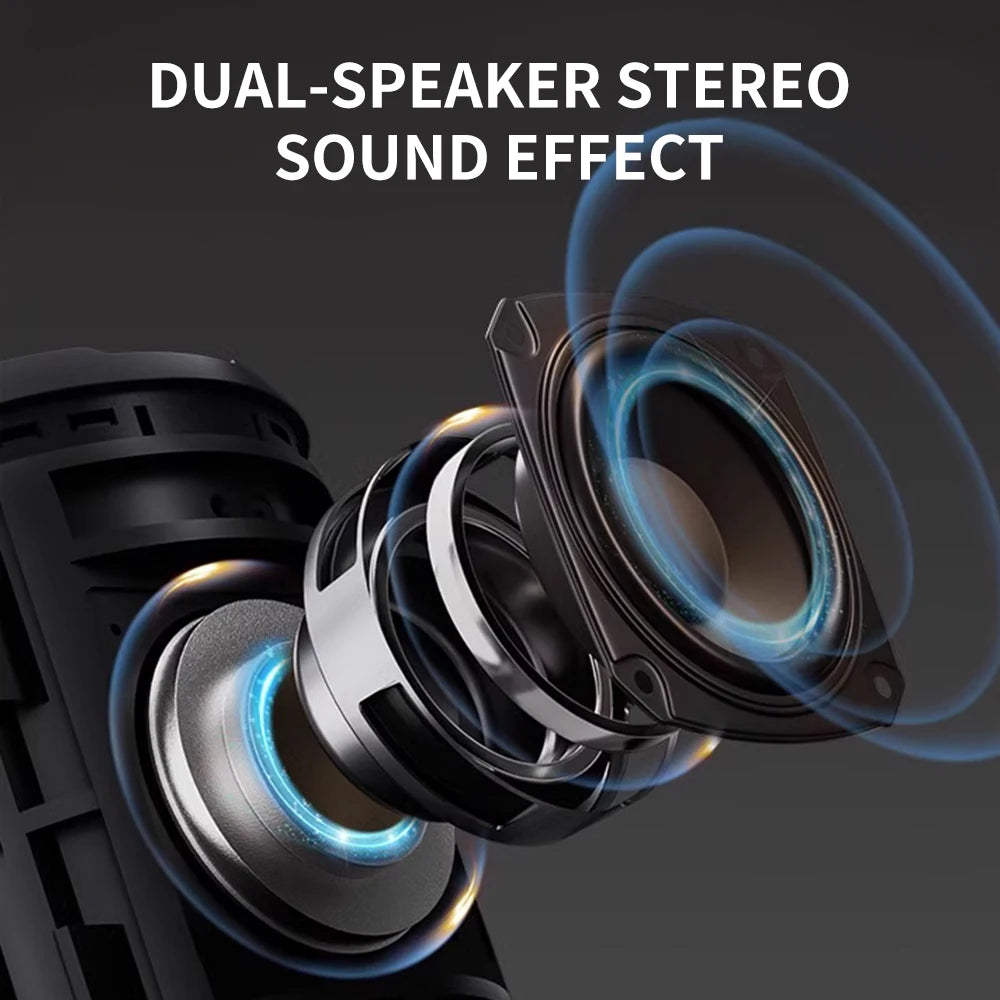 M5, Portable 40W Wireless Speaker BT5.3, Stereo, TWS Pairing,Deep Bass, LED, Call, Radio, IPX7 Waterproof, TF Card, USB, AUX