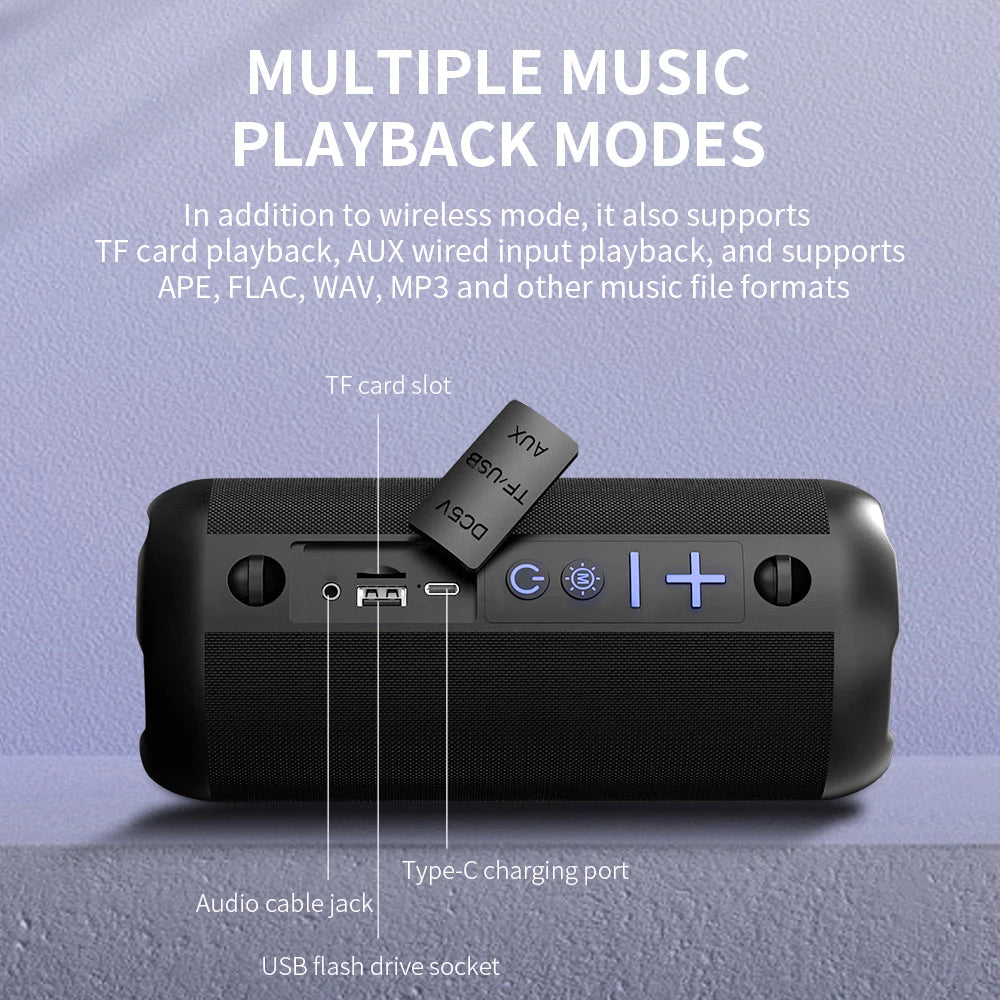 S9 Wireless Speakers 30W IPX6 Waterproof Outdoor Portable Speaker with Loud Stereo Sound, Deep Bass, RGB Lights, TWS