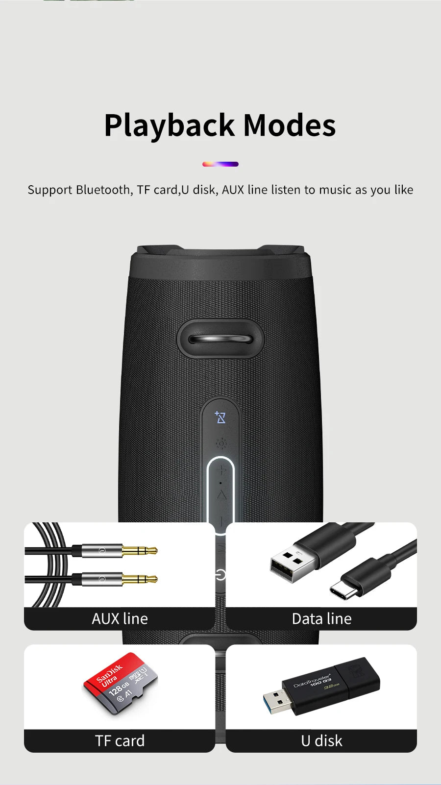 SODLK T90K 100W Karaoke Machine with 2 Wireless Microphones, IPX6 Waterproof Speaker with Shoulder Strap Supports USB, AUX, TWS
