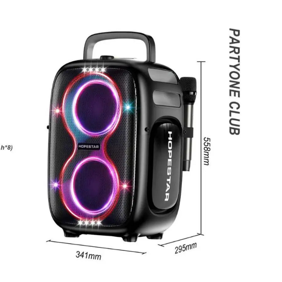 Partyone Club With Dual Microphone 650W Loud Bass Powered Original Hopestar Karaoke Speakers Outdoor Party Speaker Subwoofer