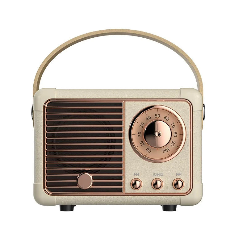 Creative Gift Mini Wireless Retro Speaker FM Radio USB Music Player Portable Classic BT Speaker with Handheld Desktop Decoration