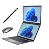 2025 New 14.1"+14.1" Dual Touch Screen Metal Yoga Laptop Intel Celeron N100 Win 11 Pro Business Office Education IPS 360 Flip