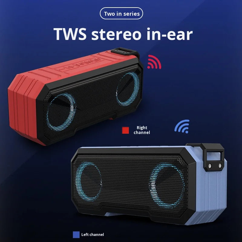 Outdoor Wireless Speakers RGB LED IPX7 Waterproof TF USB Reader FM Radio Dual 8W Rich Bass Portable Bluetooths Speaker